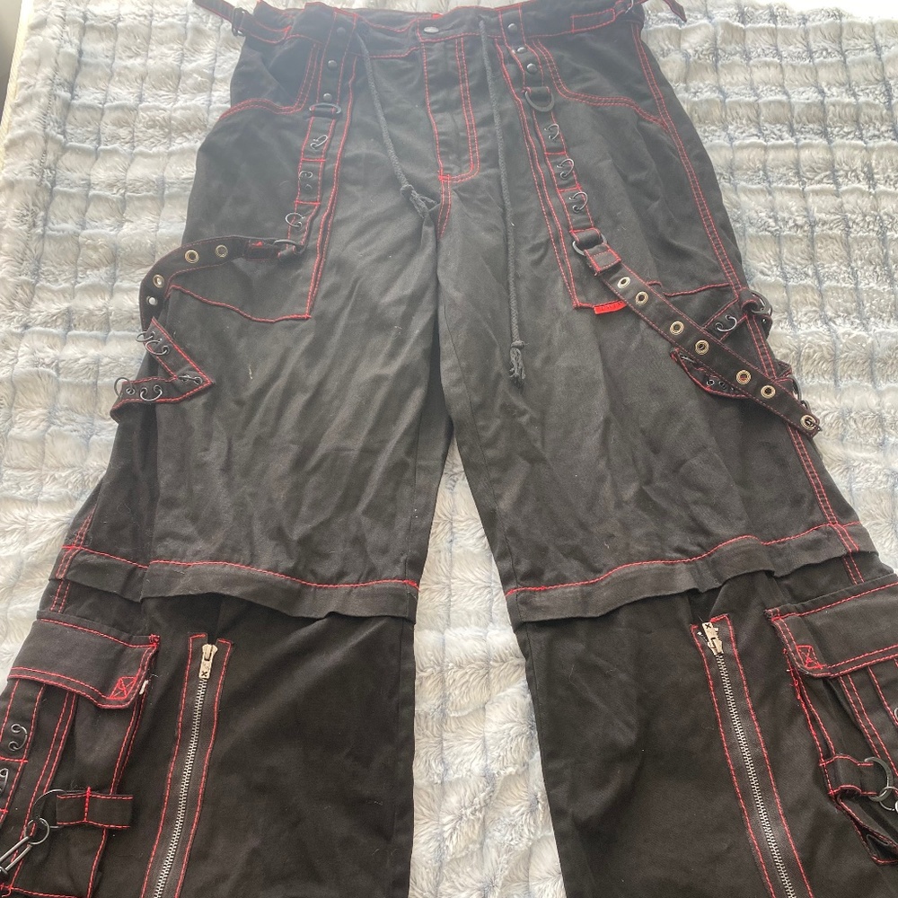 tripp nyc super stud pants (black/red)